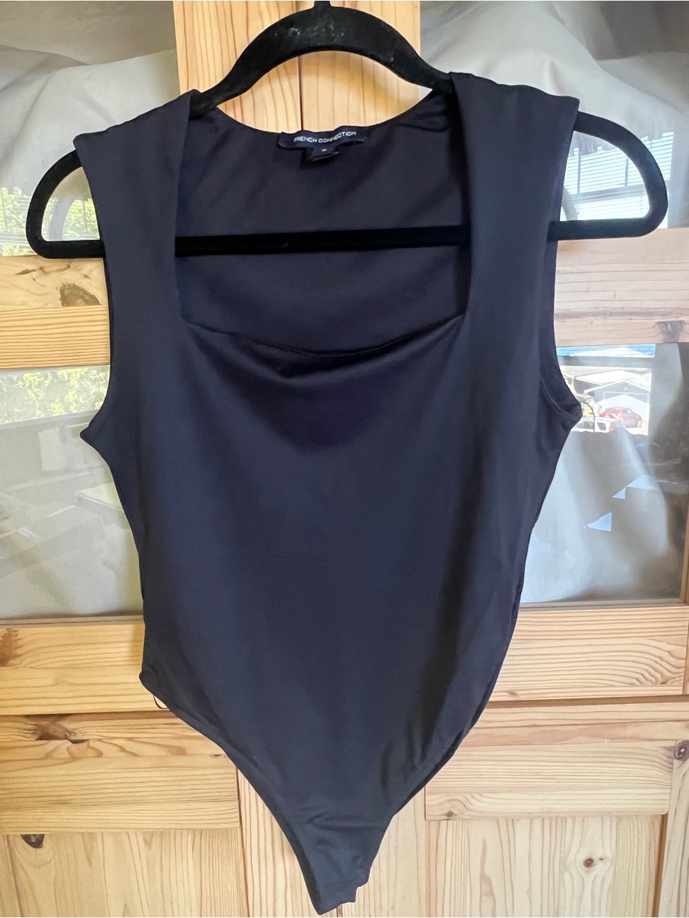 French Connection Black Sleeveless High-Cut Bodysuit